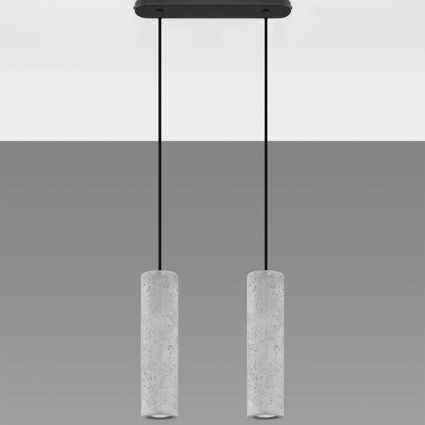Lustr na lanku LUVO 2xGU10/40W/230V beton/černá