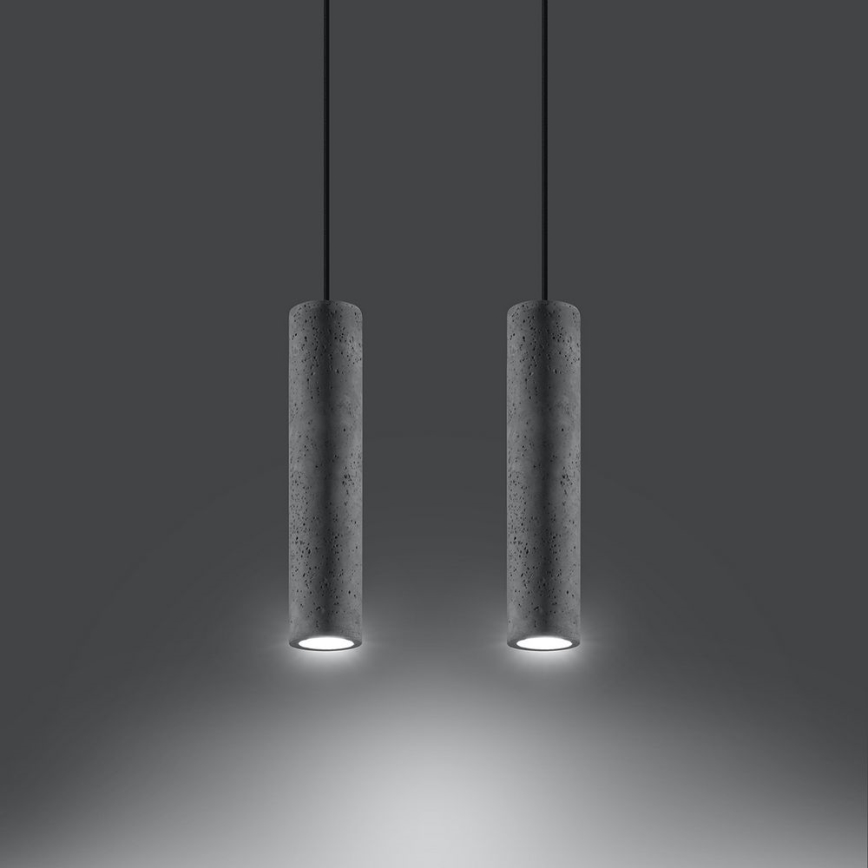 Lustr na lanku LUVO 2xGU10/40W/230V beton/černá