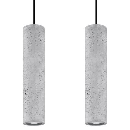 Lustr na lanku LUVO 2xGU10/40W/230V beton/černá