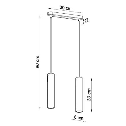 Lustr na lanku LUVO 2xGU10/40W/230V beton/černá