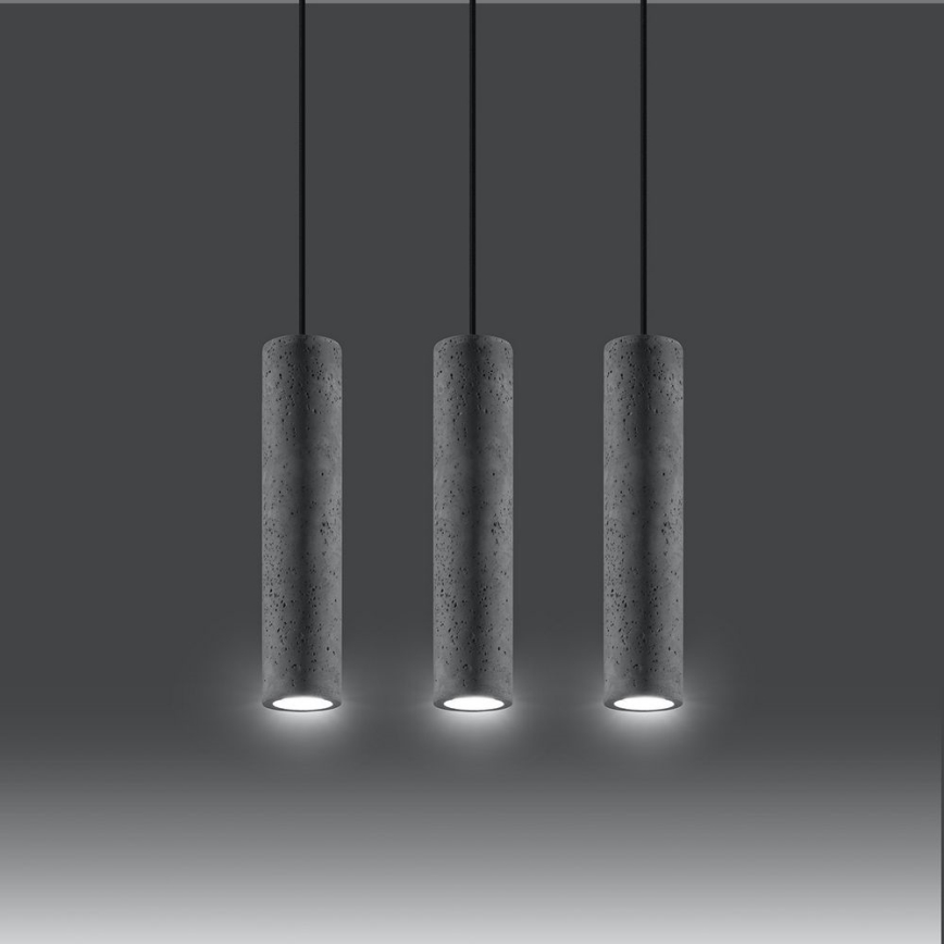 Lustr na lanku LUVO 3xGU10/40W/230V beton/černá