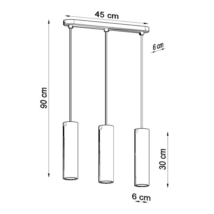 Lustr na lanku LUVO 3xGU10/40W/230V beton/černá