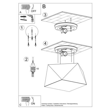 Stropní svítidlo HEXA 1xE27/60W/230V bílá