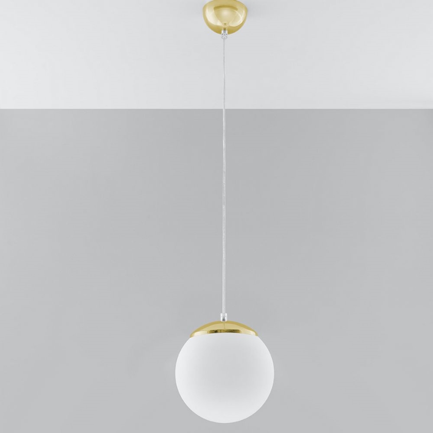 Lustr na lanku TOYA 1xE27/60W/230V pr. 20 cm bílá/zlatá