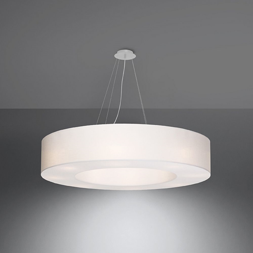 Lustr na lanku SATURNO 8xE27/60W/230V pr. 90 cm bílá