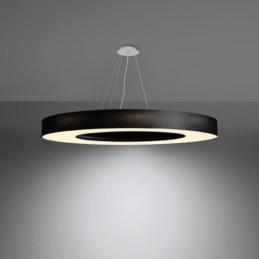 Lustr na lanku SATURNO SLIM 8xE27/60W/230V pr. 90 cm černá