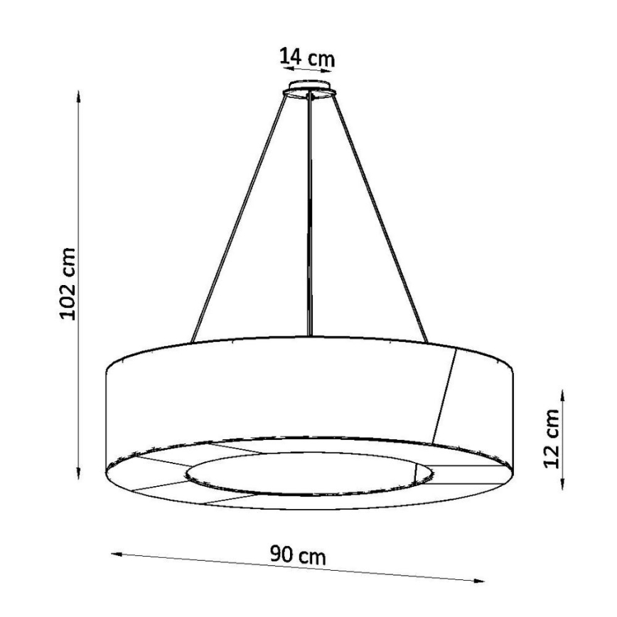 Lustr na lanku SATURNO SLIM 8xE27/60W/230V pr. 90 cm černá
