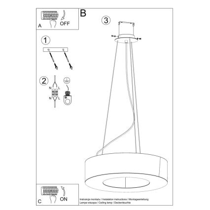 Lustr na lanku SATURNO SLIM 8xE27/60W/230V pr. 90 cm černá