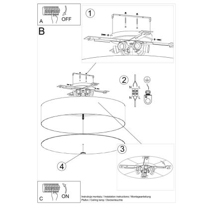 Stropní svítidlo SKALA 6xE27/60W/230V pr. 70 cm černá