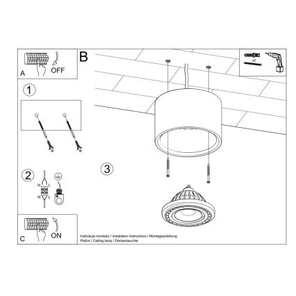 Stropní svítidlo BASIC AR111 1xGU10/40W/230V beton