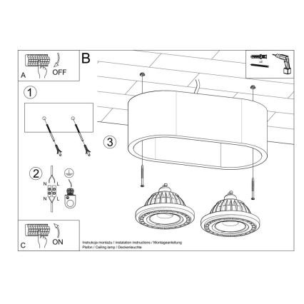 Stropní svítidlo BASIC AR111 2xGU10/40W/230V beton