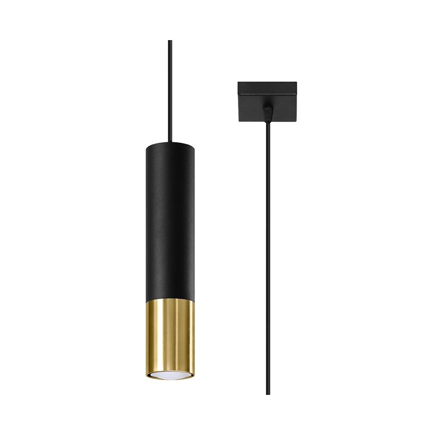 Lustr na lanku LOOPEZ 1xGU10/40W/230V černá/zlatá
