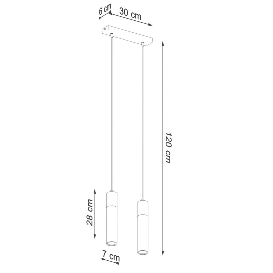 Lustr na lanku ZANE 2xGU10/40W/230V beton/bříza/buk