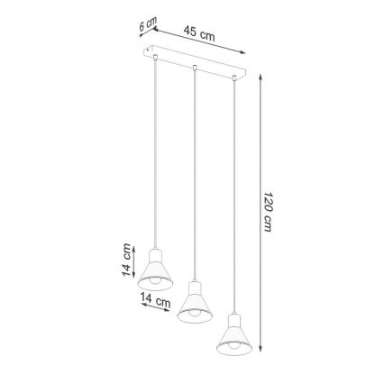 Lustr na lanku TALEJA 3xE27/60W/230V černá