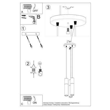 Lustr na lanku PABLO 3xGU10/40W/230V bílá/buk