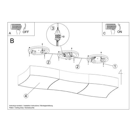 Stropní svítidlo SQUARE 6xE27/60W/230V bílá