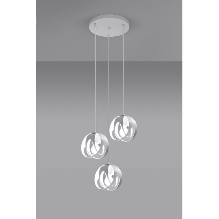 Lustr na lanku TULOS 3xE27/60W/230V bílá