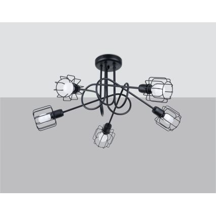Lustr na tyči BELUCI 5xE14/40W/230V černá