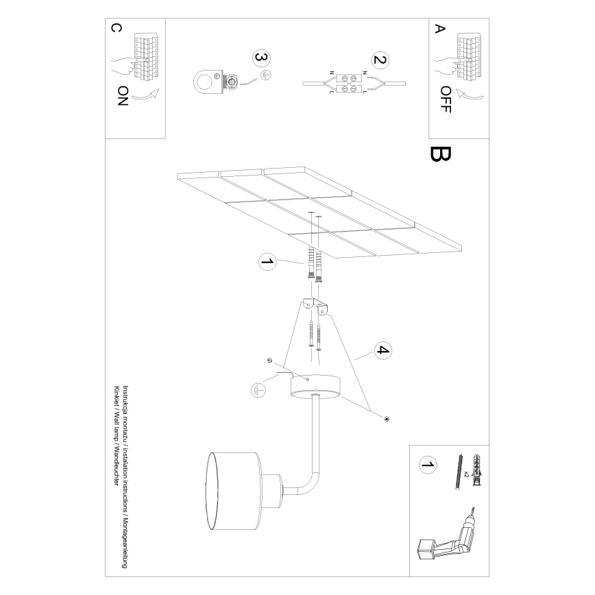 Nástěnná lampa SAVAR 1xE27/60W/230V černá
