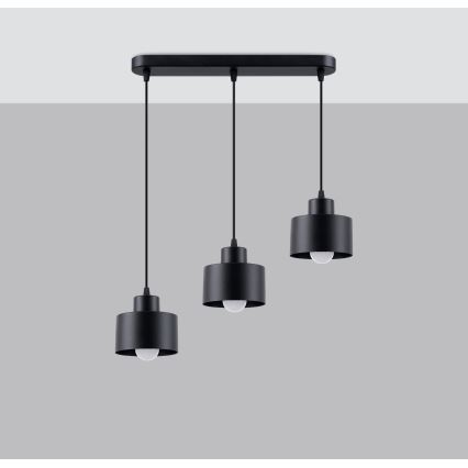 Lustr na lanku SAVAR 3xE27/60W/230V černá