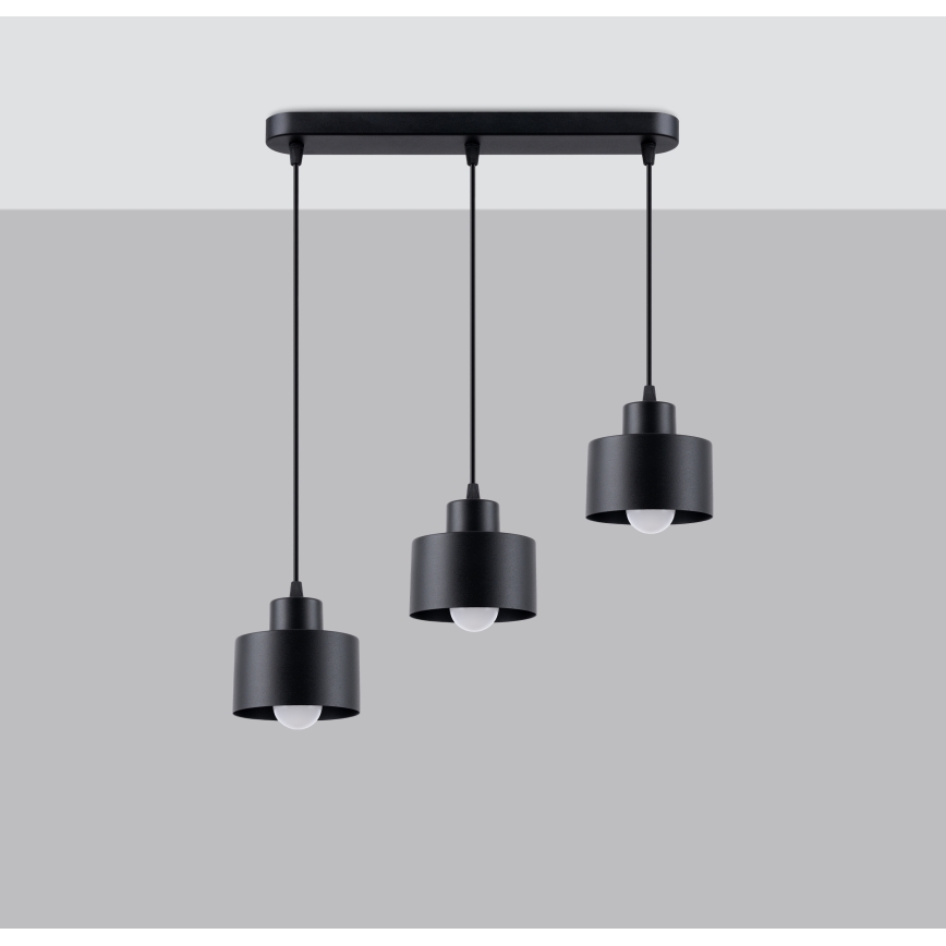 Lustr na lanku SAVAR 3xE27/60W/230V černá