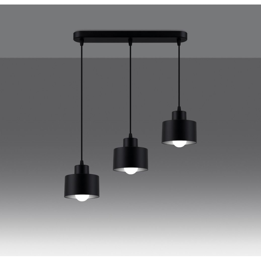 Lustr na lanku SAVAR 3xE27/60W/230V černá