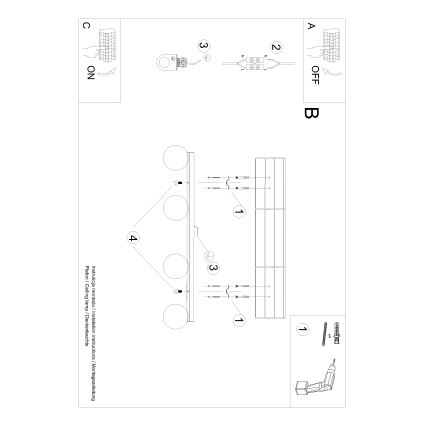 Stropní svítidlo YOLI 4xG9/12W/230V černá