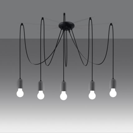 Lustr na lanku NESO 5xE27/15W/230V pavouk beton