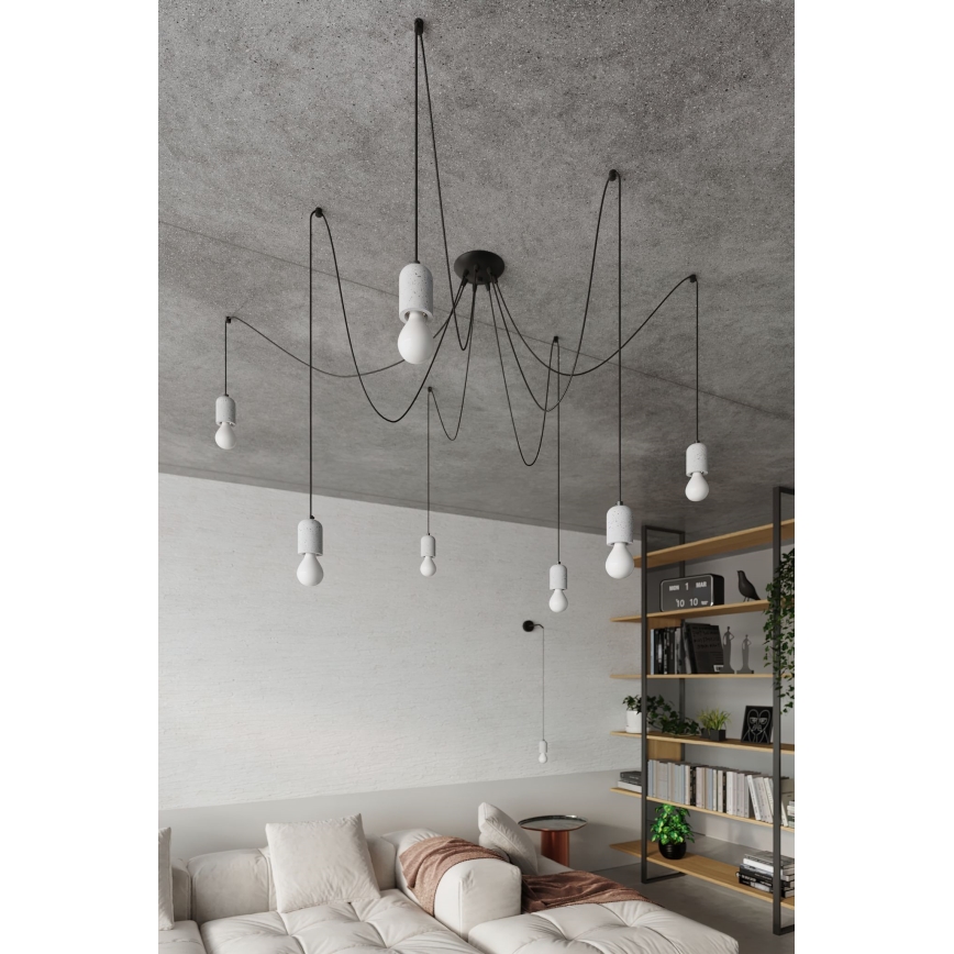 Lustr na lanku NESO 5xE27/15W/230V pavouk beton