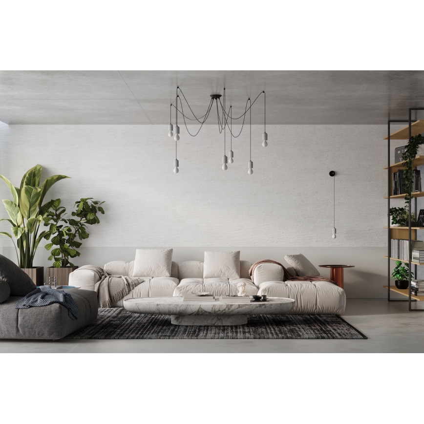 Lustr na lanku NESO 5xE27/15W/230V pavouk beton
