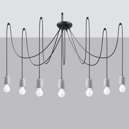 Lustr na lanku NESO 7xE27/15W/230V pavouk beton
