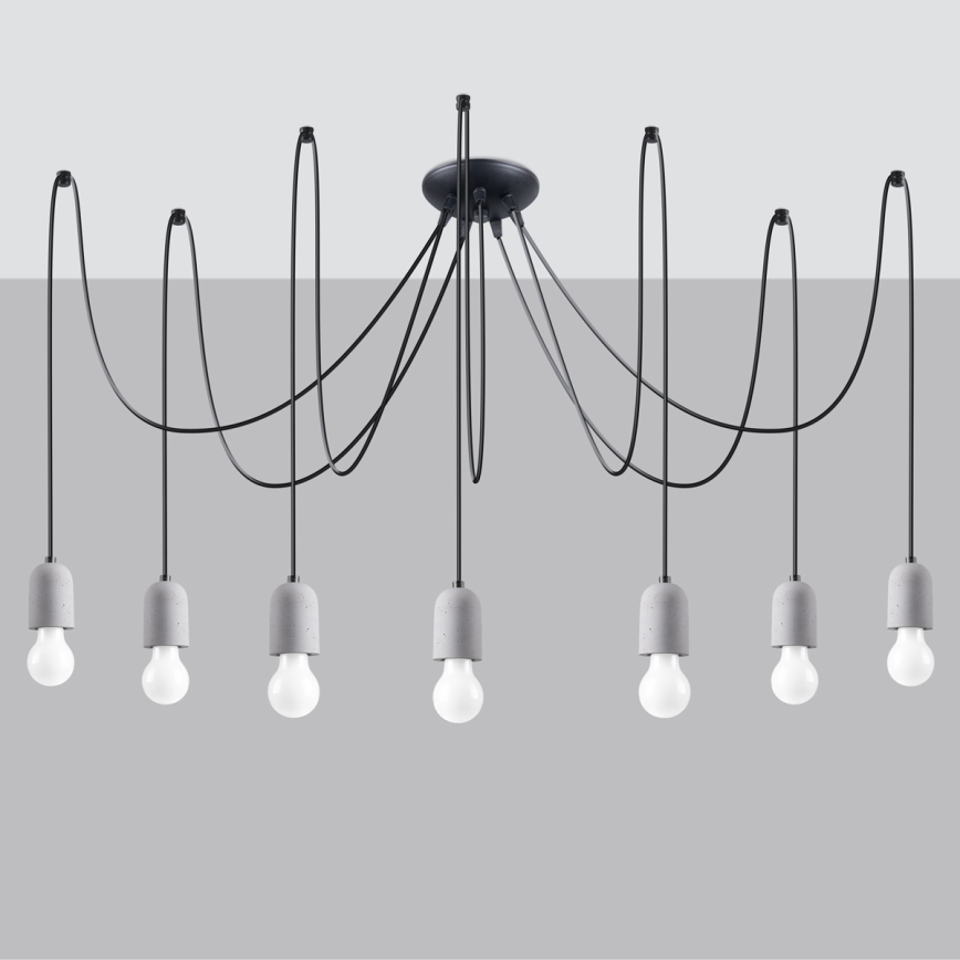 Lustr na lanku NESO 7xE27/15W/230V pavouk beton
