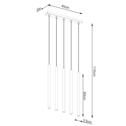 Lustr na lanku PASTELO 5xG9/8W/230V zlatá