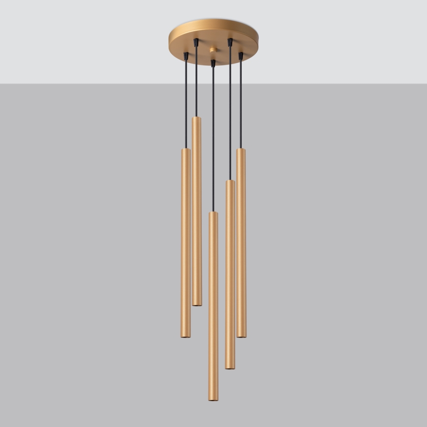 Lustr na lanku PASTELO 5xG9/8W/230V zlatá