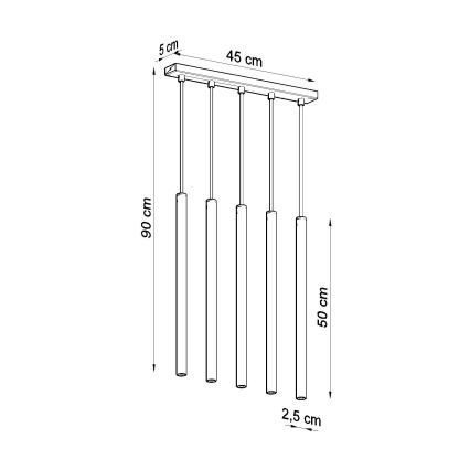 Lustr na lanku PASTELO 5xG9/8W/230V zlatá