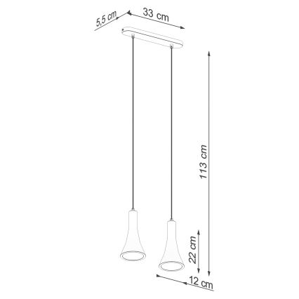 Lustr na lanku REA 2xE14/12W/230V beton