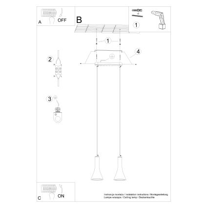 Lustr na lanku REA 2xE14/12W/230V beton