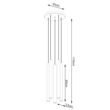 Lustr na lanku PASTELO 5xG9/8W/230V beton