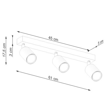 Bodové svítidlo VERDO 3xGU10/10W/230V černá/buk