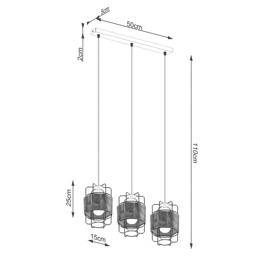 Lustr na lanku GIZUR 3xE27/15W/230V