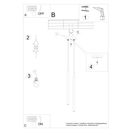 Lustr na lanku PASTELO 2xG9/8W/230V černá