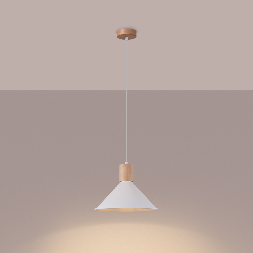 Lustr na lanku JAGA 1xE27/15W/230V pr. 30 cm bílá