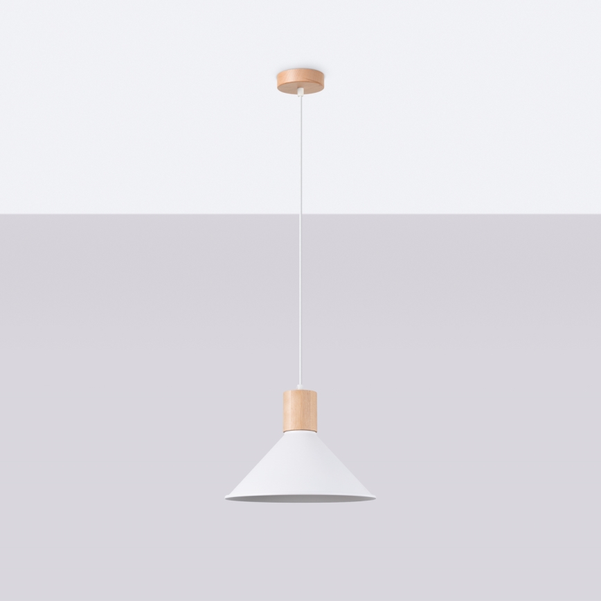 Lustr na lanku JAGA 1xE27/15W/230V pr. 30 cm bílá