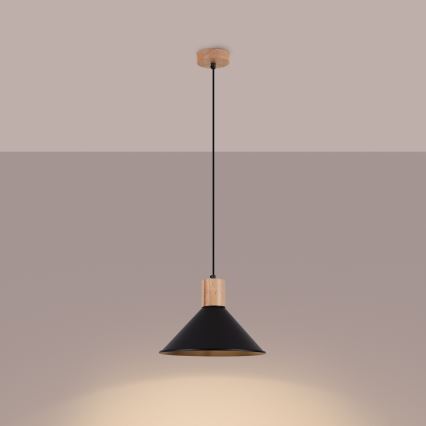 Lustr na lanku JAGA 1xE27/15W/230V pr. 30 cm černá