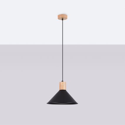 Lustr na lanku JAGA 1xE27/15W/230V pr. 30 cm černá