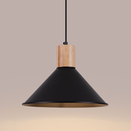 Lustr na lanku JAGA 1xE27/15W/230V pr. 30 cm černá
