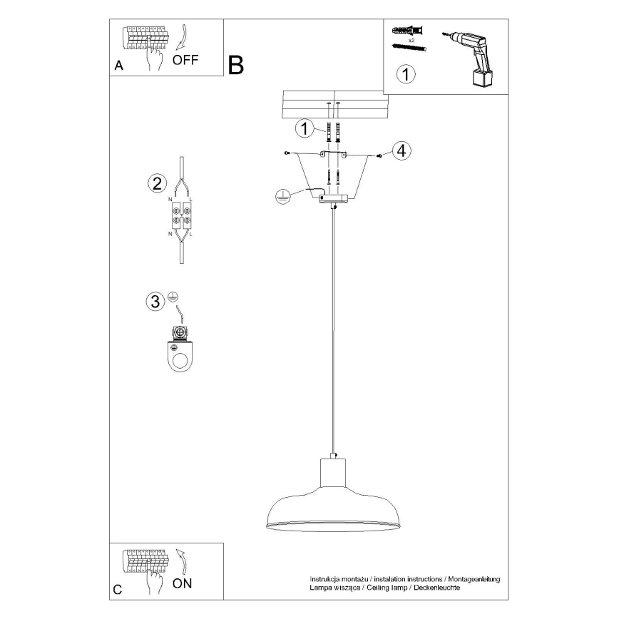 Lustr na lanku INDY 1xE27/15W/230V pr. 38 cm černá