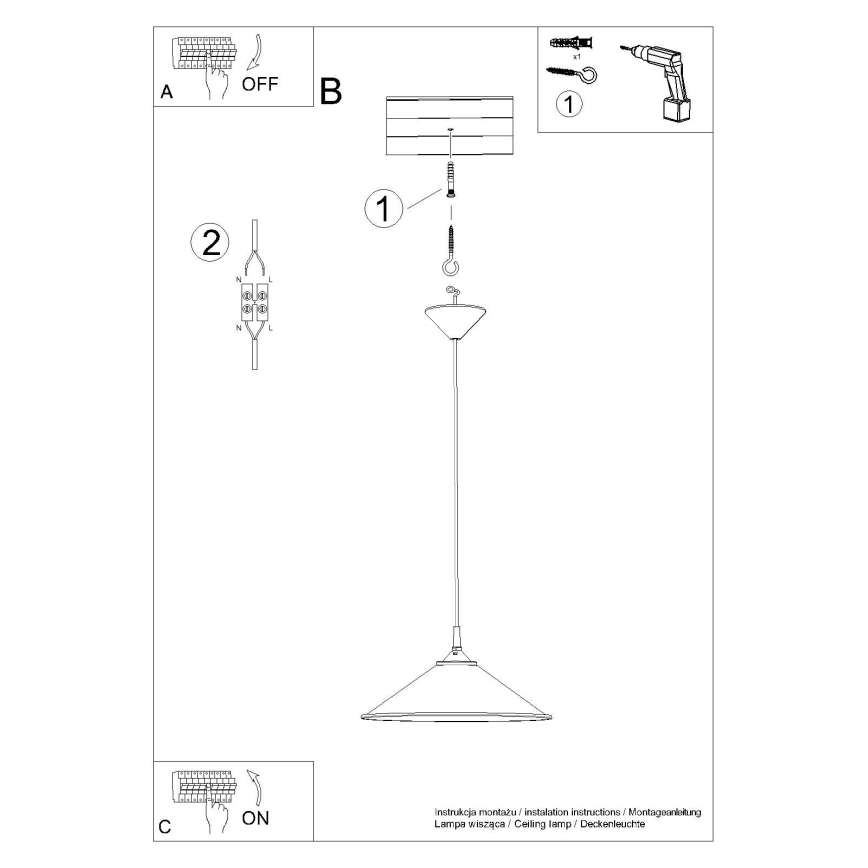 Lustr na lanku ZUMA 1xE27/15W/230V pr. 30 cm bílá