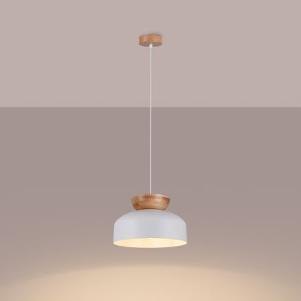 Lustr na lanku MARION 1xE27/15W/230V pr. 29,5 cm bílá