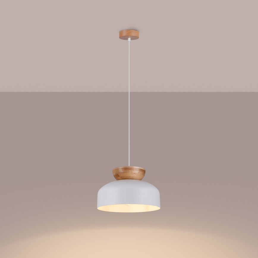 Lustr na lanku MARION 1xE27/15W/230V pr. 29,5 cm bílá